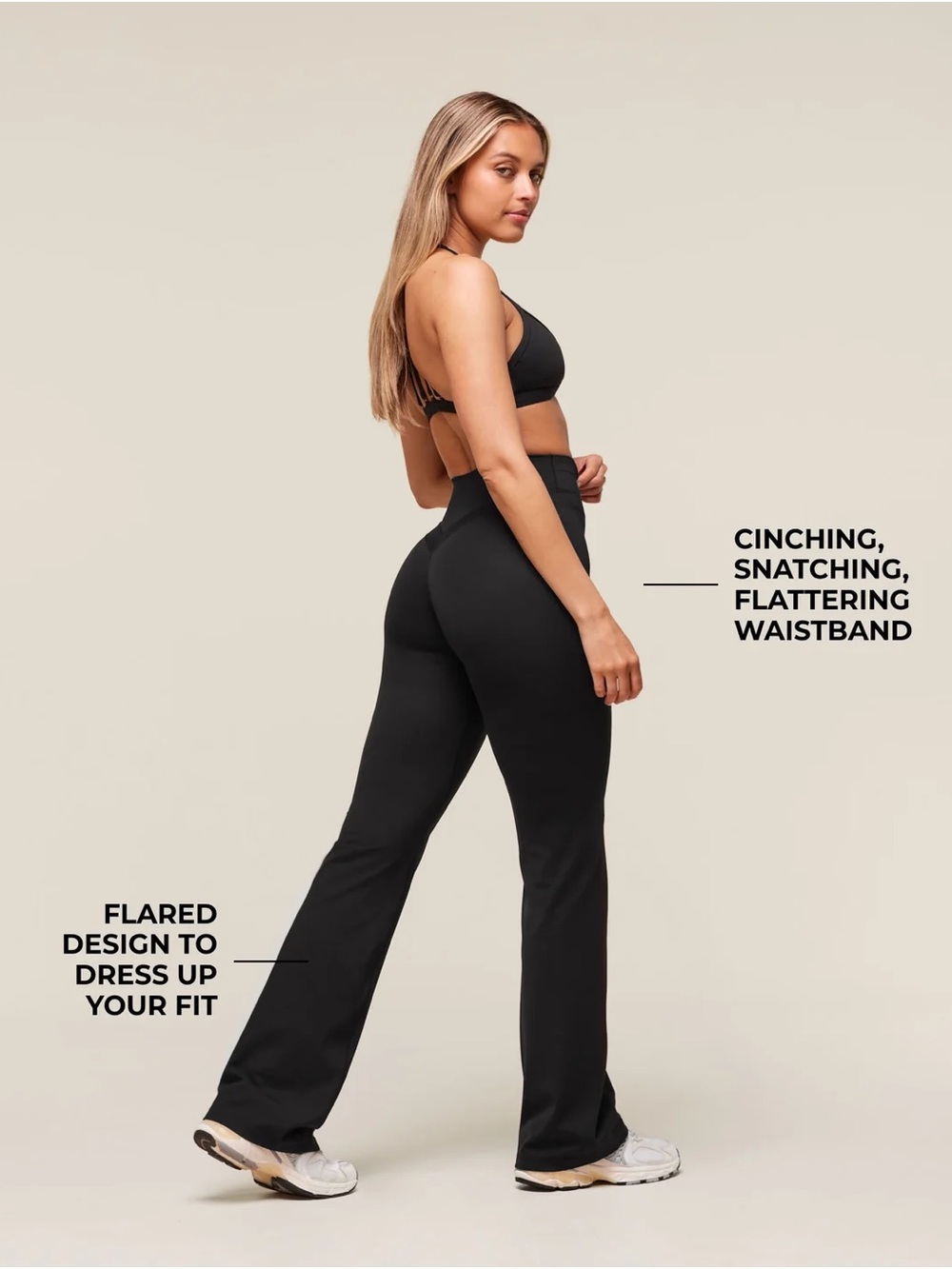 Gymshark Whitney Black High-Waist Flared Leg Pants Short